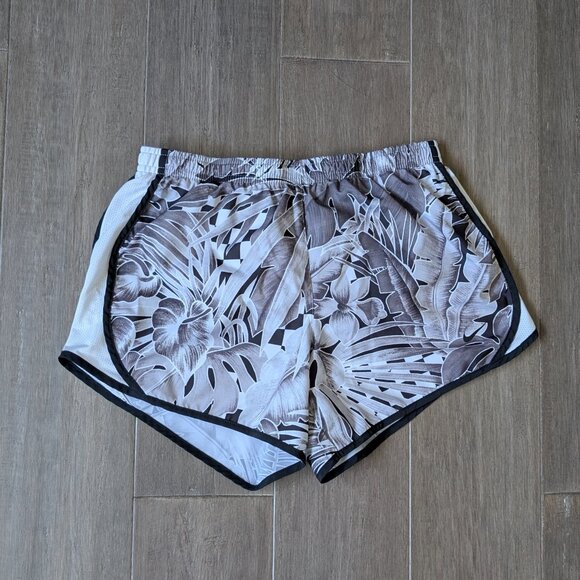 Nike, Dri-FIT Running Shorts, White Monochrome Tropical Print, Sz M - Picture 1 of 5